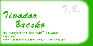 tivadar bacsko business card